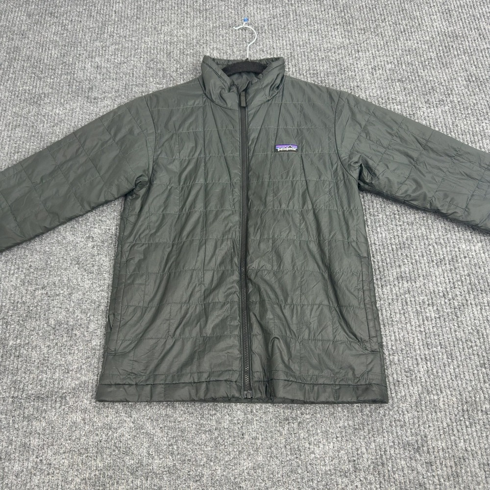 Patagonia Nano Puff Jacket Kids L 12 Black Polyester Quilted Full Zip Gorpcore